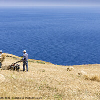 Buy canvas prints of Folegandros hill farmers. by Chris North