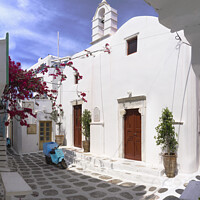 Buy canvas prints of Mykonos courtyard. by Chris North