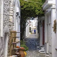 Buy canvas prints of Dryopida backstreet, Kythnos Island Greece. by Chris North