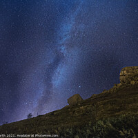 Buy canvas prints of Milky Way over the Cow and Calf rocks, Ilkley. by Chris North