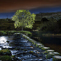 Buy canvas prints of Stepping stones by Beezley Farm over the river Doe by Chris North