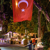 Buy canvas prints of Street view Kalkan by night , turkey. by Chris North