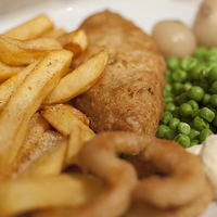 Buy canvas prints of Posh fish and chips by Mark Holbrook