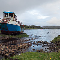 Buy canvas prints of Abandoned Fishing Boat on the Shore of Loch Eishor by Maarten D'Haese