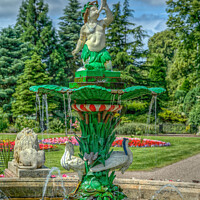 Buy canvas prints of Water Fountain in Lichfield Park by Kevin Ford