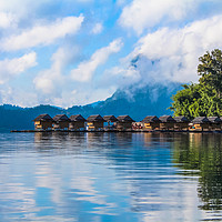 Buy canvas prints of Floating village set on a lake in Khao Sok, Thaila by  
