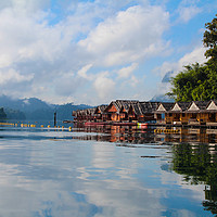 Buy canvas prints of Floating village set on a lake in Khao Sok, Thaila by  