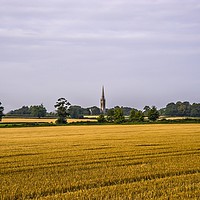 Buy canvas prints of Cornfield and church at harvest time by Graeme Hutson