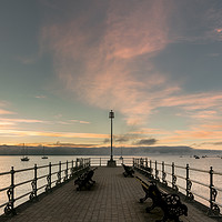 Buy canvas prints of Sunrise at Banjo Pier in Swanage by Owen Vachell