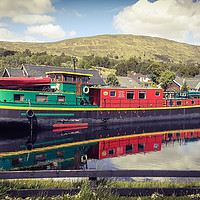 Buy canvas prints of Barge on the Caladonian Canal by Antony Atkinson