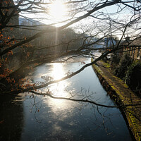 Buy canvas prints of Winter's Embrace on Rochdale Canal by Steven Dale