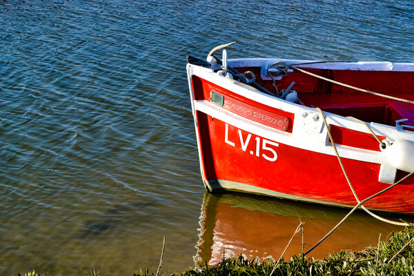 Red and white Boat Tollesbury, Essex Picture Board by Steven Dale