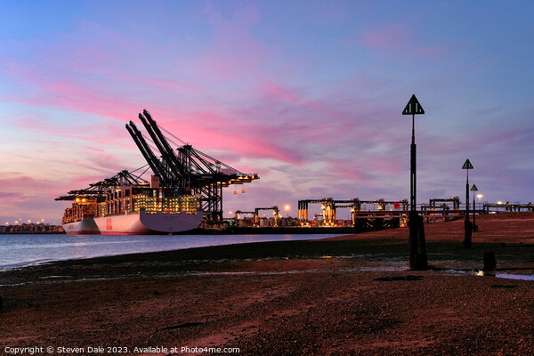 OOCL Indonesia Container Ship Loading Harwich Picture Board by Steven Dale