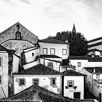 Buy canvas prints of Óbidos Old Town Monochrome by Steven Dale