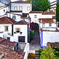 Buy canvas prints of Óbidos quaint cobbled streets by Steven Dale
