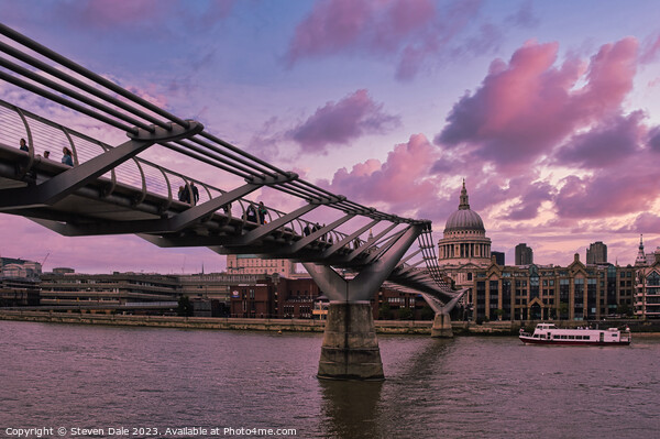Millennium Bridge and St Paul's Cathedral Picture Board by Steven Dale