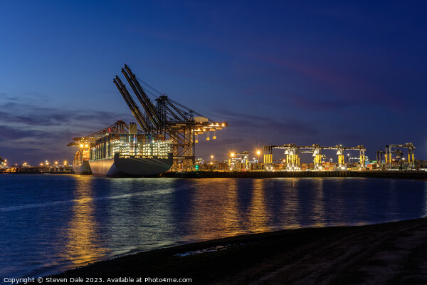 Port of Felixstowe at night Picture Board by Steven Dale