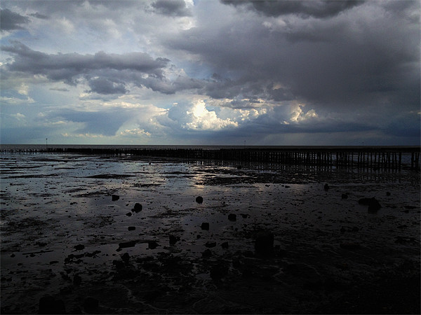 Mersea Island Darkening Sky Picture Board by Steven Dale