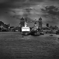 Buy canvas prints of  Moody River Thames by Steven Dale