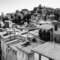 Buy canvas prints of Tuscan Echoes - Siena's Monochrome Skyline by Steven Dale