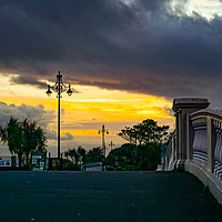 Buy canvas prints of Sundown Spectacle Over Clacton's Marine Parade Bri by Steven Dale