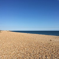 Buy canvas prints of Hayling Island Beach Beautiful Blue Morning by Tess Chalmers