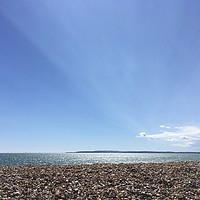 Buy canvas prints of Hayling Island Blue Sky Beachscape  by Tess Chalmers