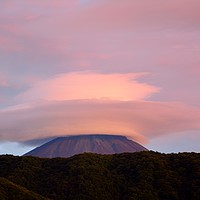 Buy canvas prints of Sunset Fuji with Clouds by Justin Bowdidge