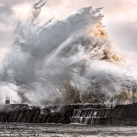Buy canvas prints of Wave Smashing into Harbour Wall by Karl McCarthy