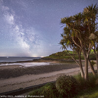 Buy canvas prints of Langland Bay under the night sky by Karl McCarthy