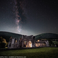Buy canvas prints of Night time glow of Llanthony Priory by Karl McCarthy
