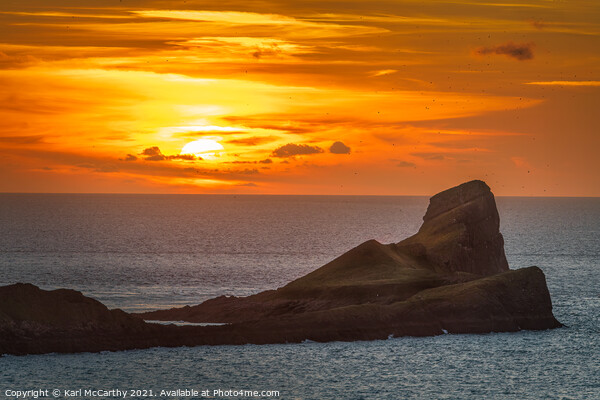 Worms Head Sunset Picture Board by Karl McCarthy