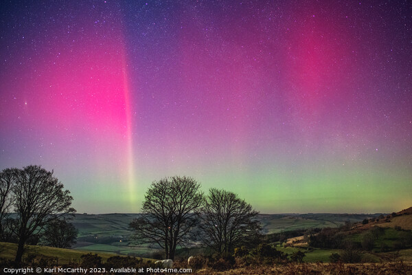 Aurora over the Brecon Beacons Picture Board by Karl McCarthy