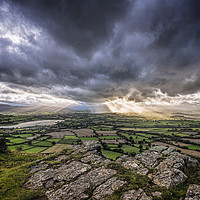 Buy canvas prints of Sun's rays over the Brecon Beacons by Karl McCarthy