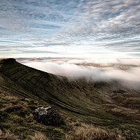 Buy canvas prints of Mist sweeping over Corn Du - Brecon Beacons by Karl McCarthy