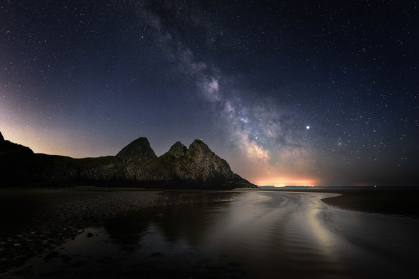 Stream to the Stars - Three Cliffs Bay Picture Board by Karl McCarthy