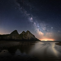 Buy canvas prints of Stream to the Stars - Three Cliffs Bay by Karl McCarthy