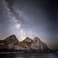 Buy canvas prints of MilkyWay towering above Three Cliffs by Karl McCarthy