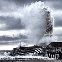 Buy canvas prints of Huge Wave at Porthcawl Lighthouse by Karl McCarthy