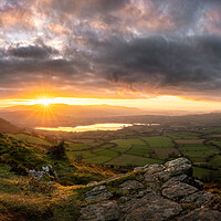 Buy canvas prints of Sunset over Llangorse Lake by Karl McCarthy