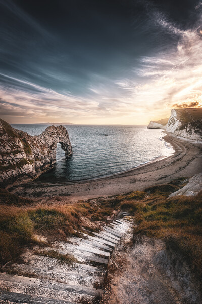 Steps to Durdle Door Picture Board by Karl McCarthy