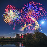 Buy canvas prints of Firework Display at Caerphilly Castle by Karl McCarthy