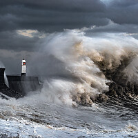 Buy canvas prints of Monster Wave at Porthcawl by Karl McCarthy