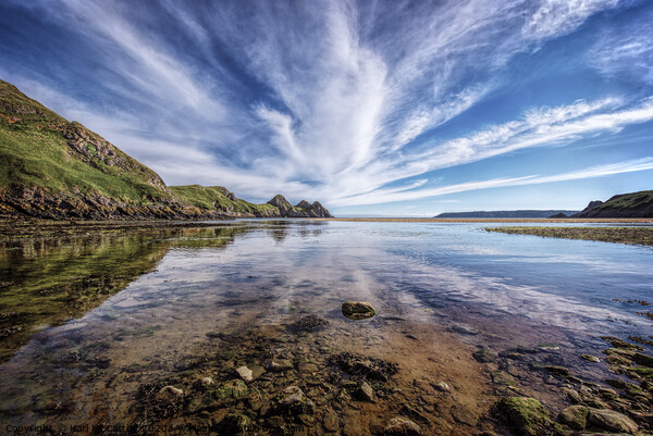 Reflections at Three Cliffs Bay Picture Board by Karl McCarthy