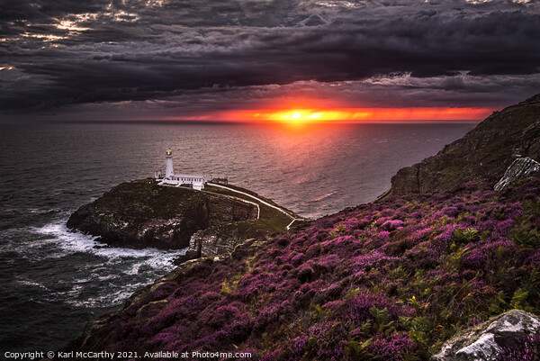 South Stack Lighthouse Sunset Picture Board by Karl McCarthy