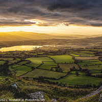 Buy canvas prints of Sunset over Llangorse by Karl McCarthy