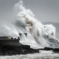 Buy canvas prints of Crashing Sea at Porthcawl Lighthouse by Karl McCarthy
