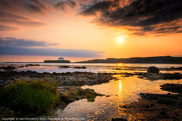 Sunset at St Cwyfan’s Church Picture Board by Karl McCarthy