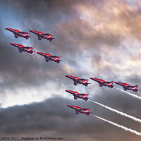 Buy canvas prints of Red Arrows in Typhoon Formation by Karl McCarthy