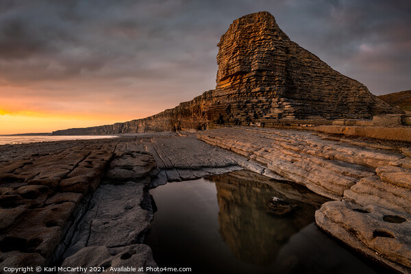 Nash Point Sunset Reflection Picture Board by Karl McCarthy